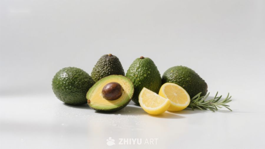 新鲜牛油果与柠檬切片