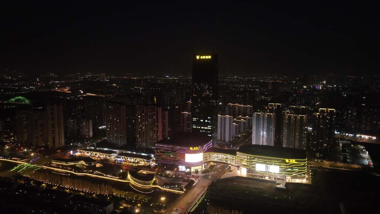4K航拍昆山城市夜景璀璨灯光风光建筑 3