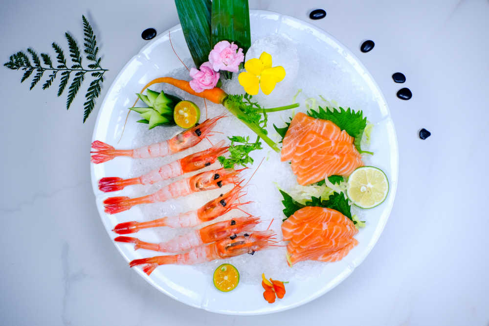 三文鱼拼甜虾