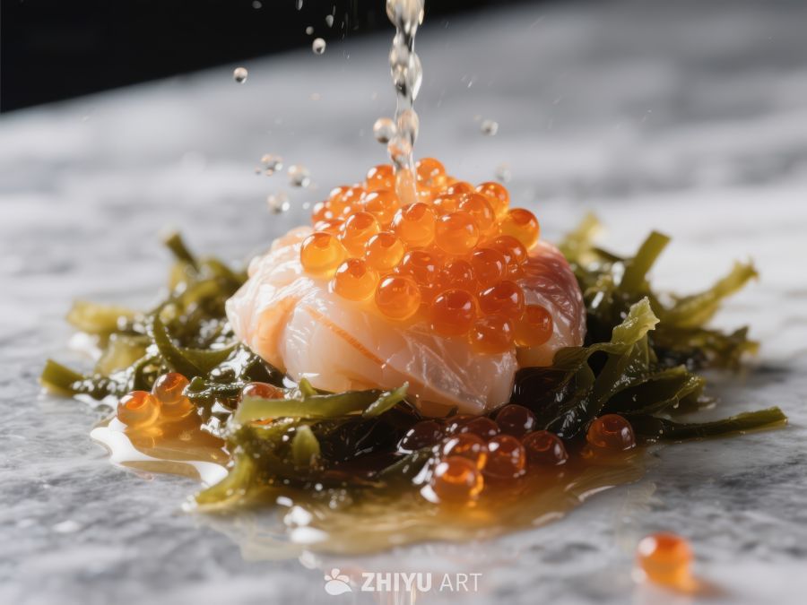 精致料理：鱼子酱点缀的海鲜