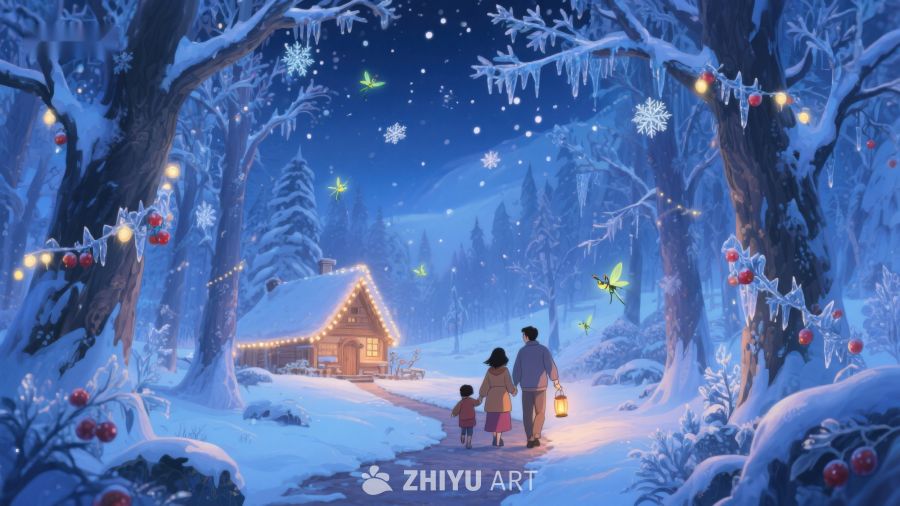 冬夜雪林温馨小屋 125