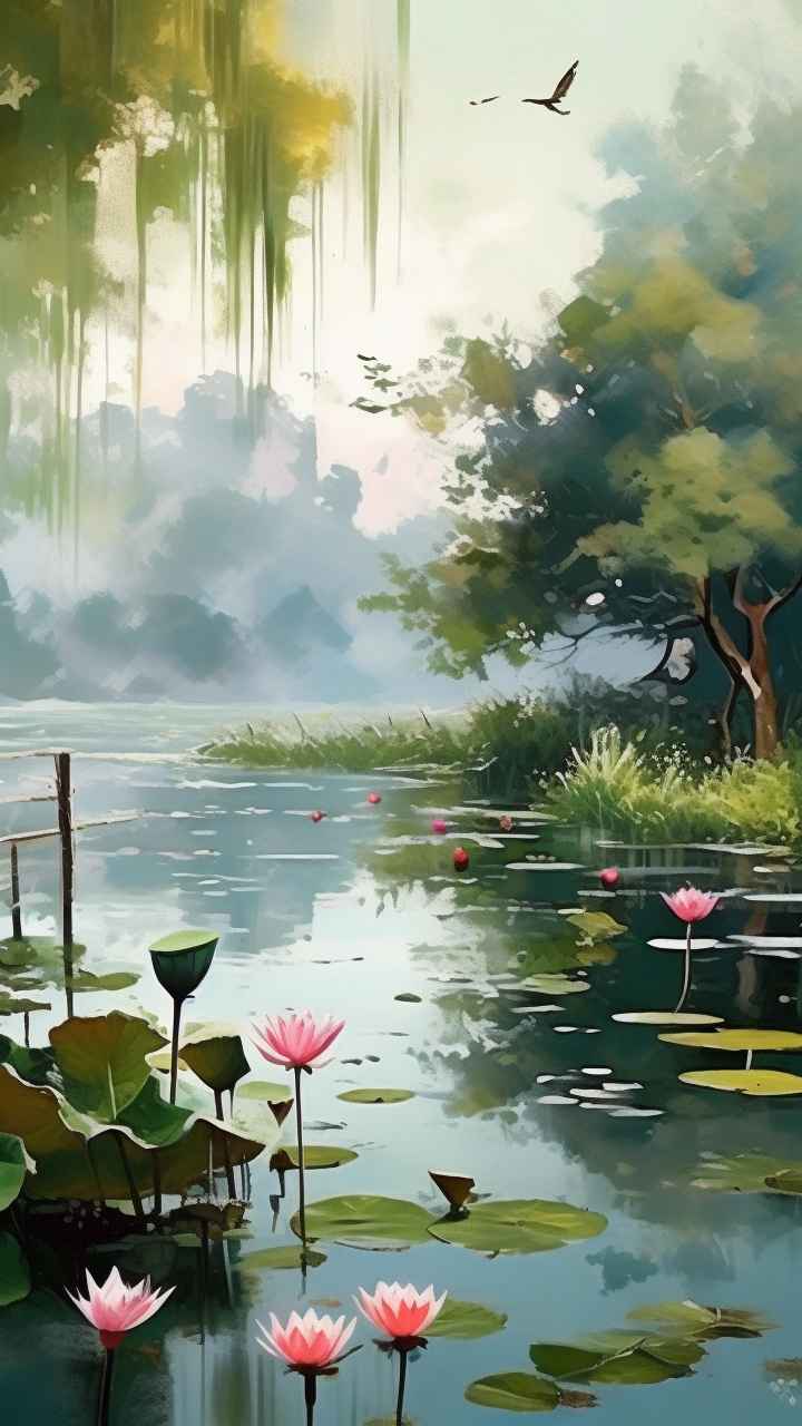 国风水墨山水画简约风格插画 50
