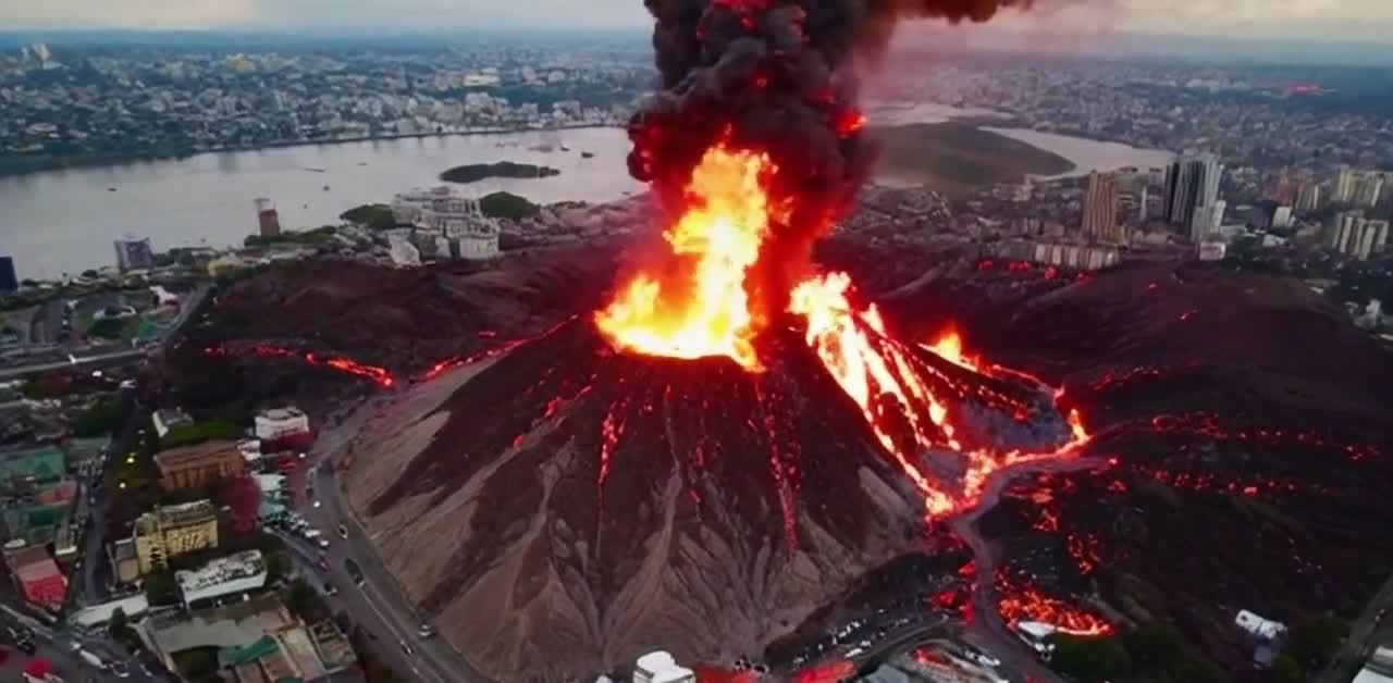 城市火山爆发岩浆肆虐