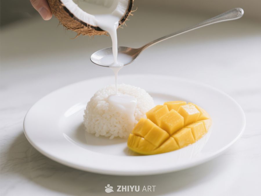 椰汁浇淋芒果糯米饭