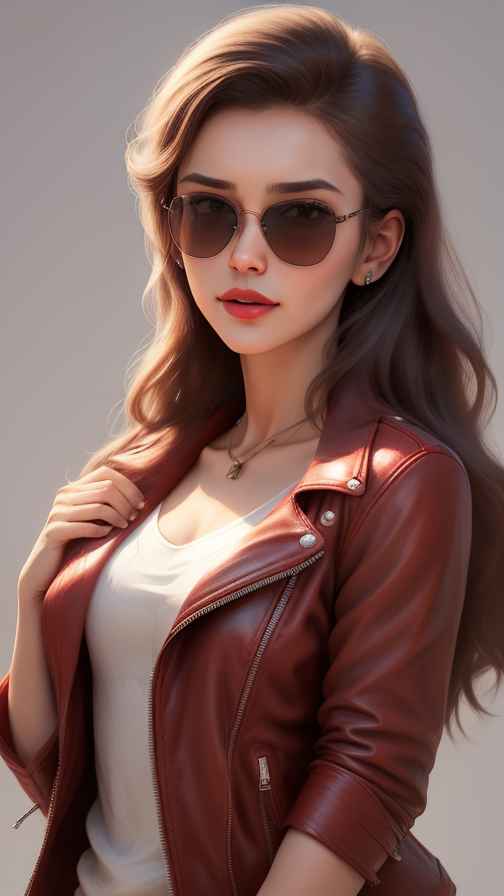 红色皮衣美女