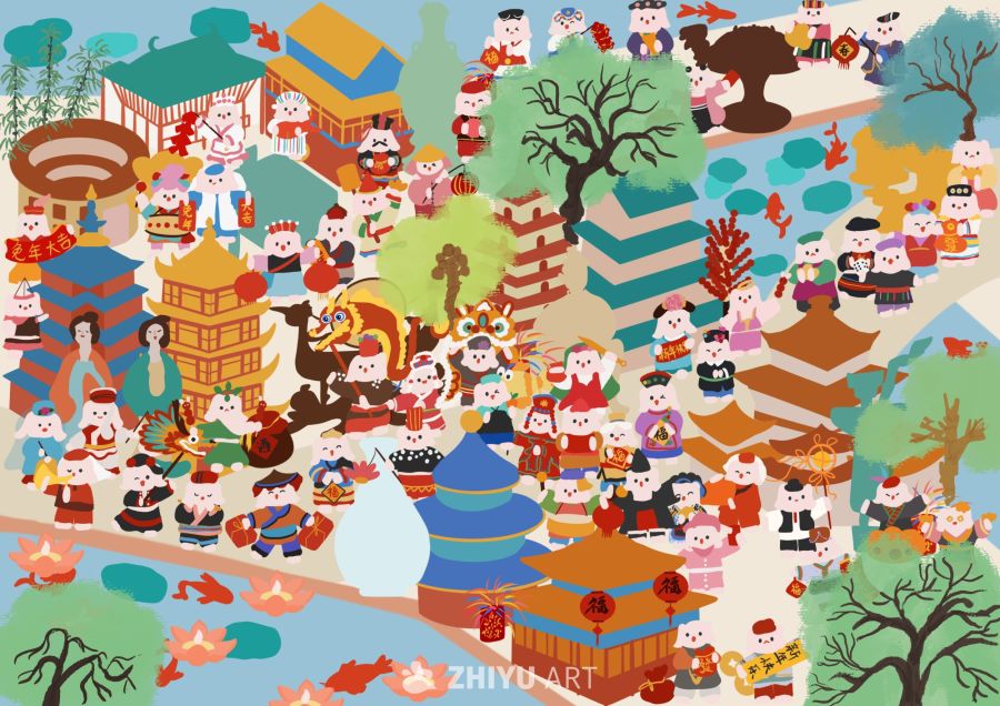 原创治愈插画作品素材四季节气节日自然 103