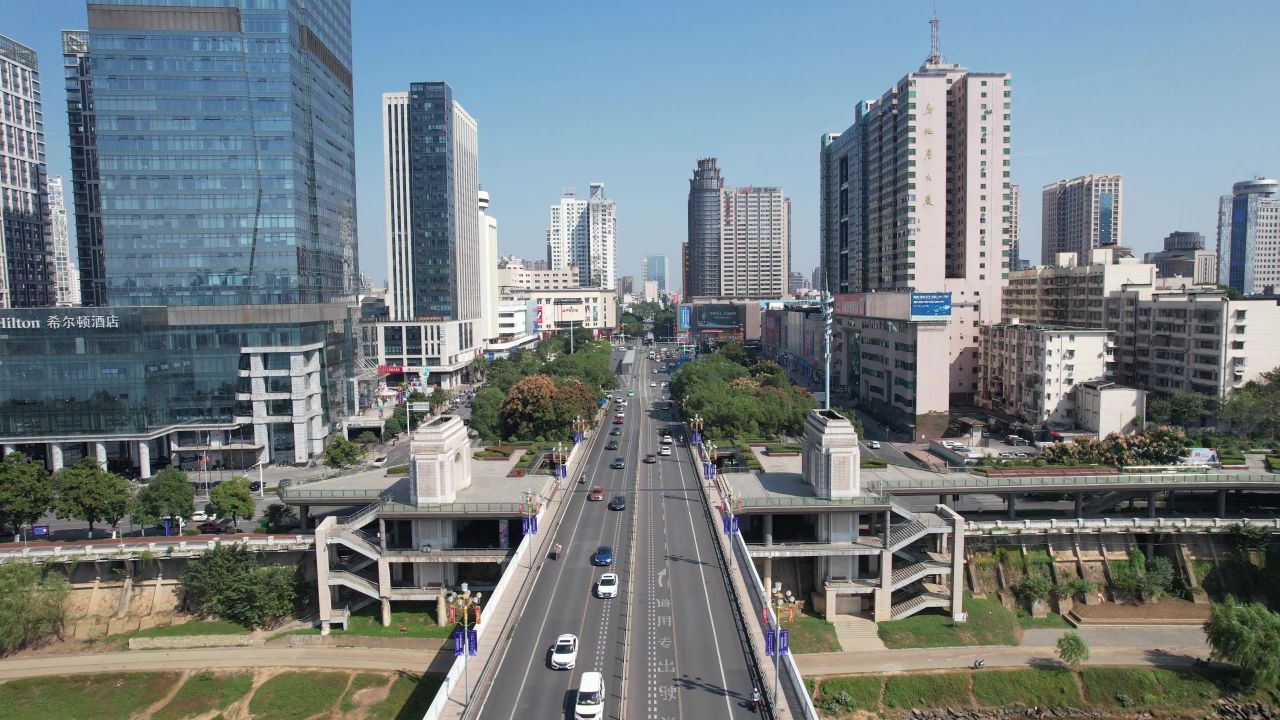湖南株洲城市风光航拍 