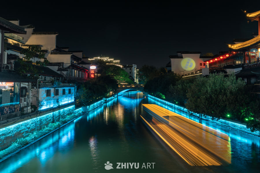 南京秦淮河夫子庙景区夜景