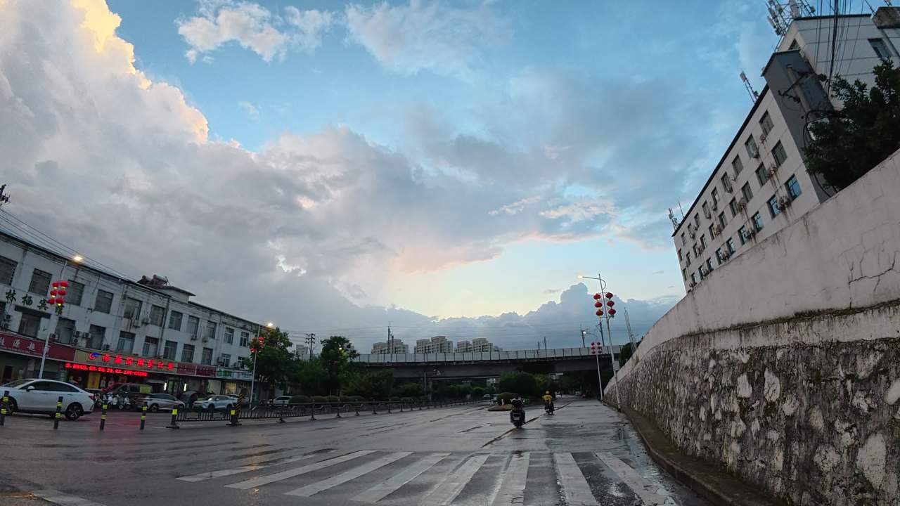 夕阳下的城市街景