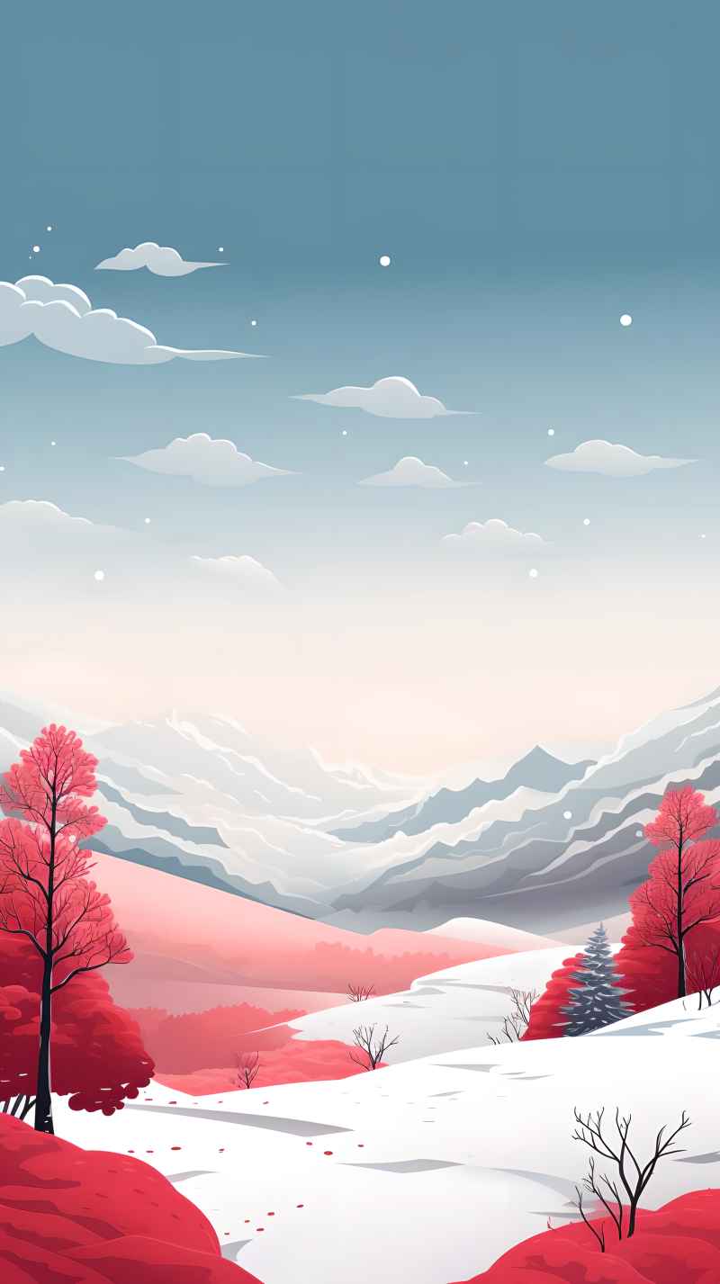 冬季唯美雪景创业插画 64