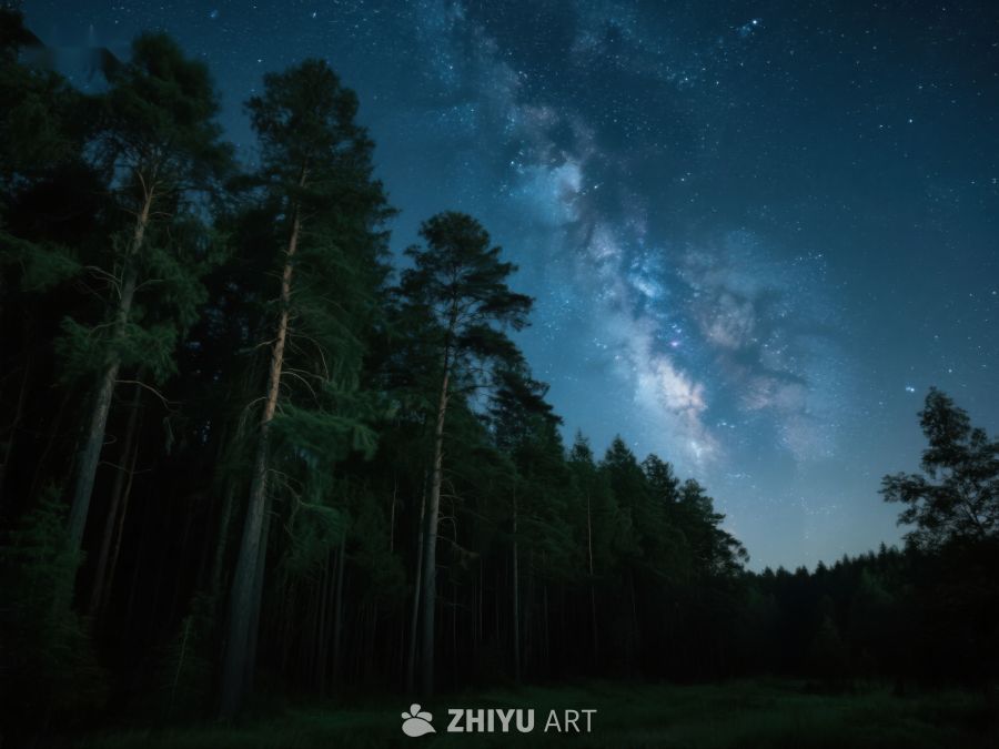 夜空下的森林与银河 371