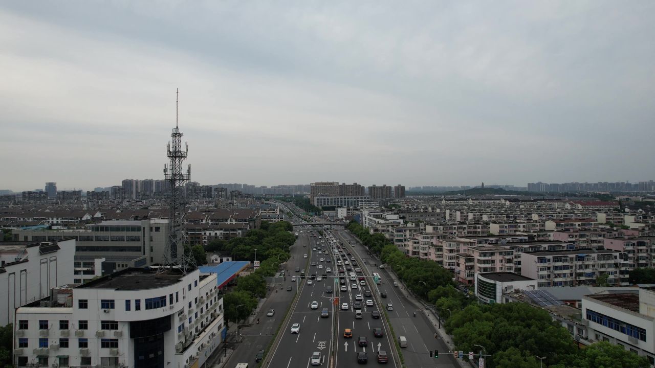 江苏苏州城市交通高架桥航拍