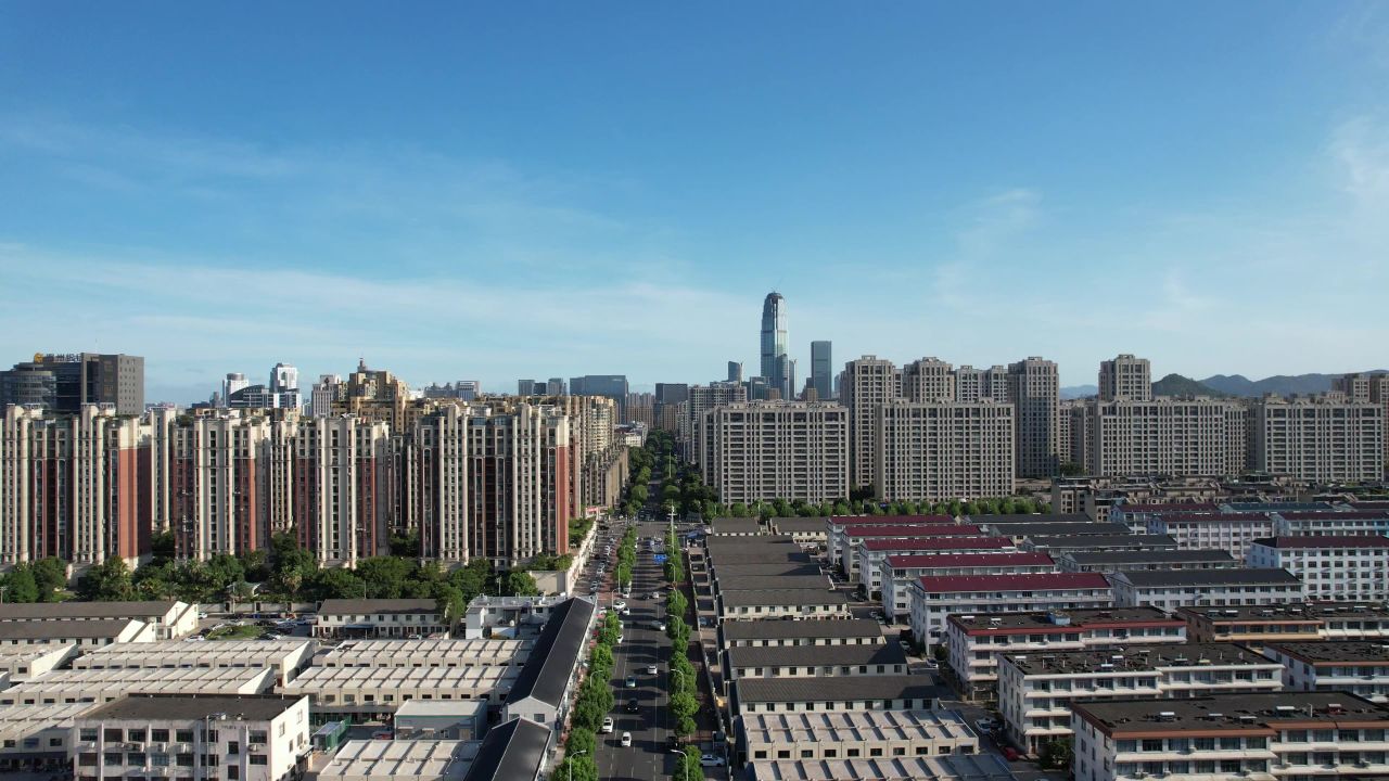 浙江台州城市风光地标建筑航拍 