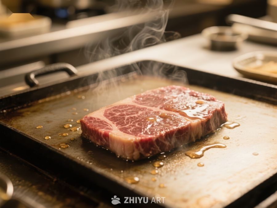 热煎牛排，油香四溢