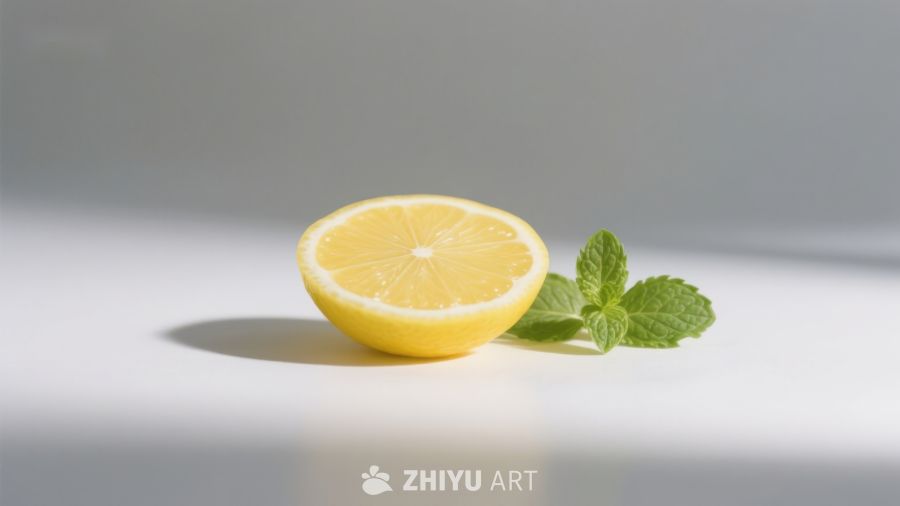 柠檬切片与薄荷叶的清新组合 223