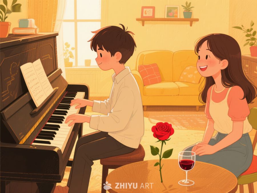 温馨室内，钢琴伴奏下的浪漫时光 794