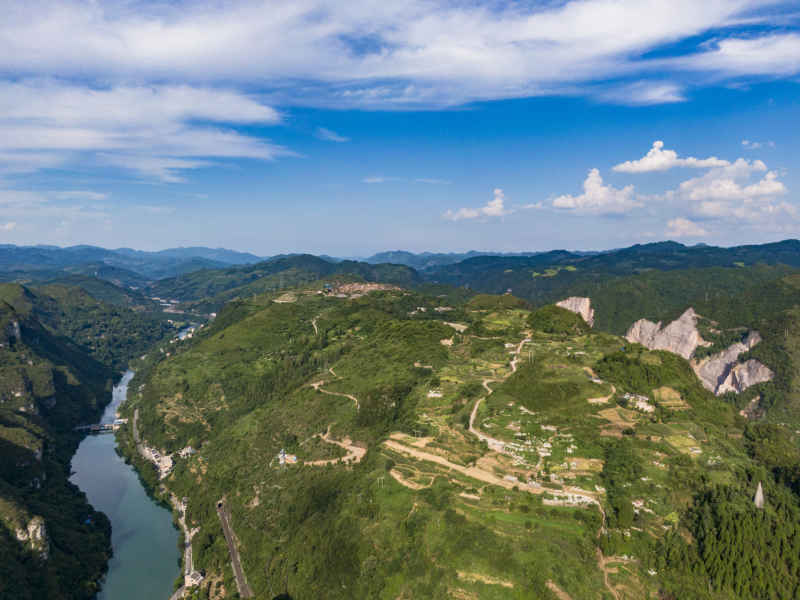 自然风光祖国山川河流航拍摄影图