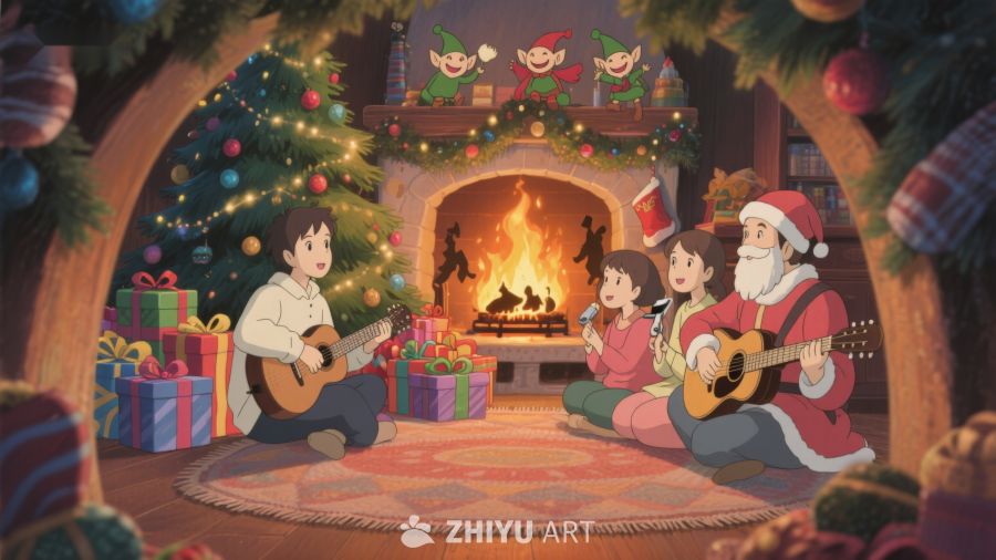 圣诞夜温馨家庭吉他合奏 238
