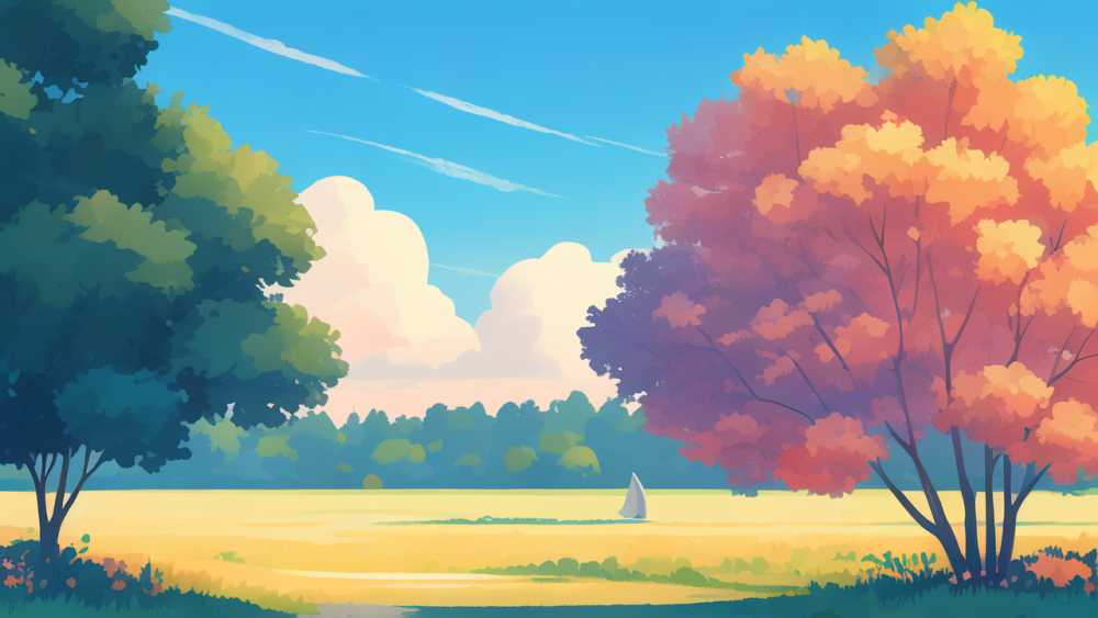 夏天唯美风景原创插画海报