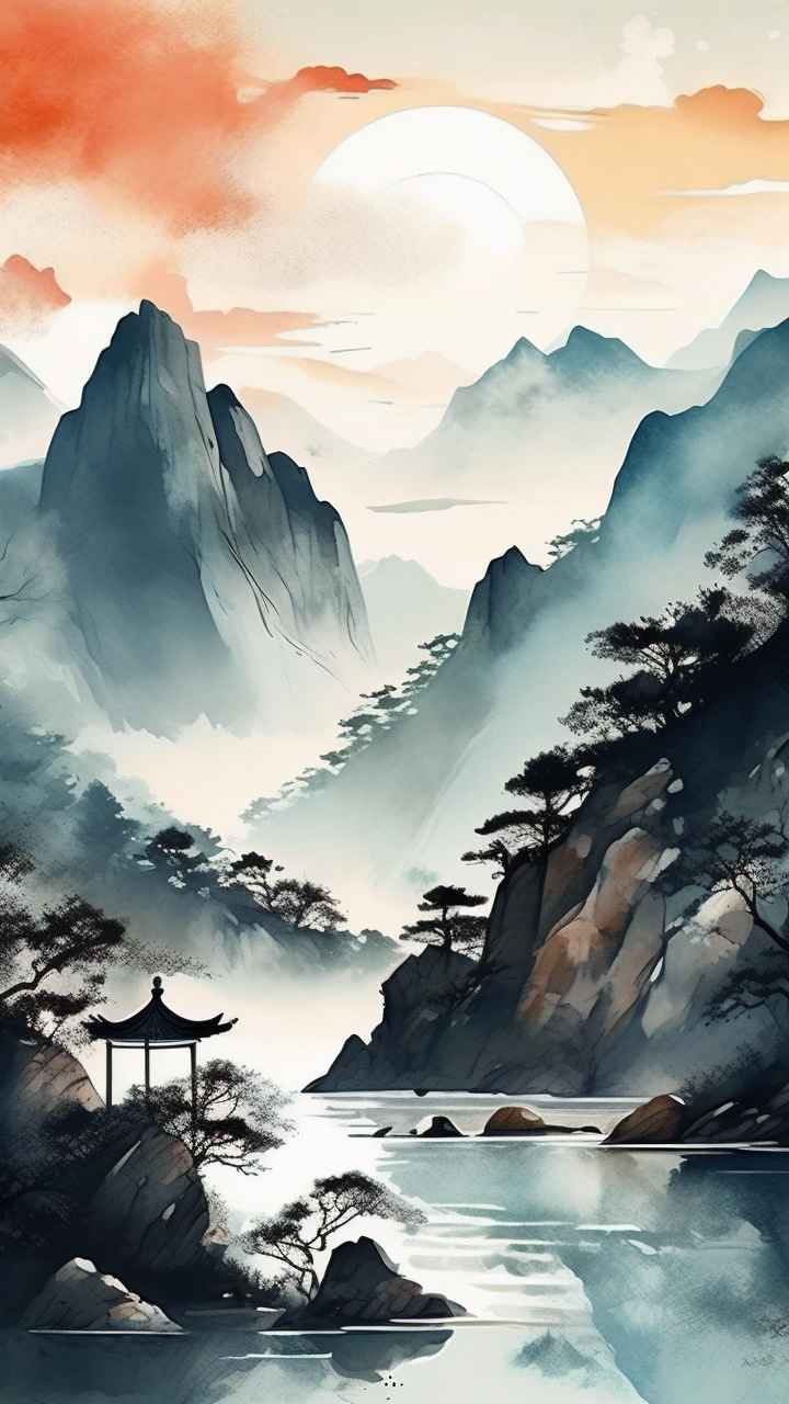 国风山水画背景插画 81