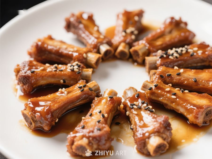酱汁排骨，撒芝麻点缀 296