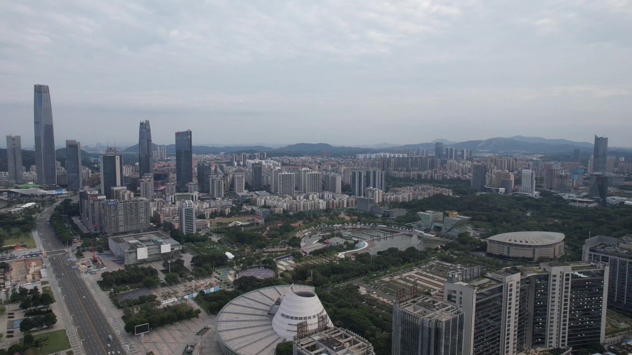 广东东莞城市风光航拍 