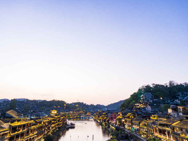 湖南湘西凤凰古城航拍