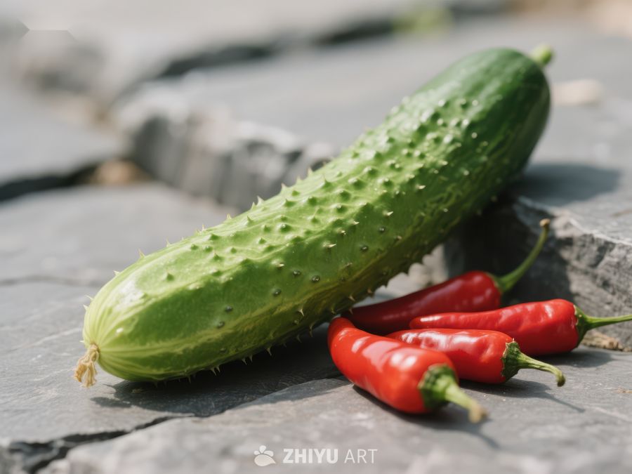 新鲜黄瓜与红辣椒静物图 543