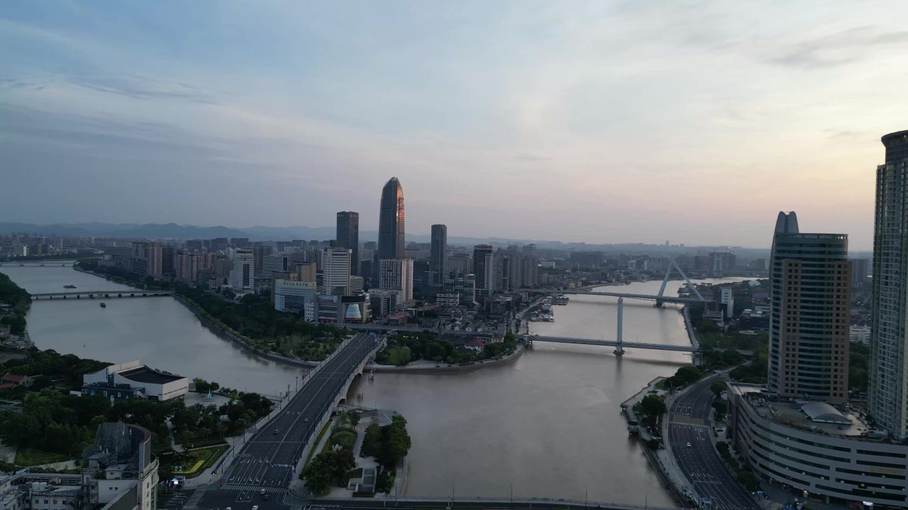 航拍浙江宁波城市风光宁波建设