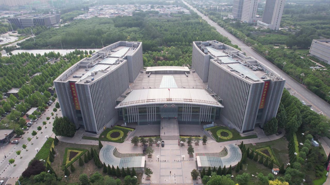 河北沧州市民中心航拍