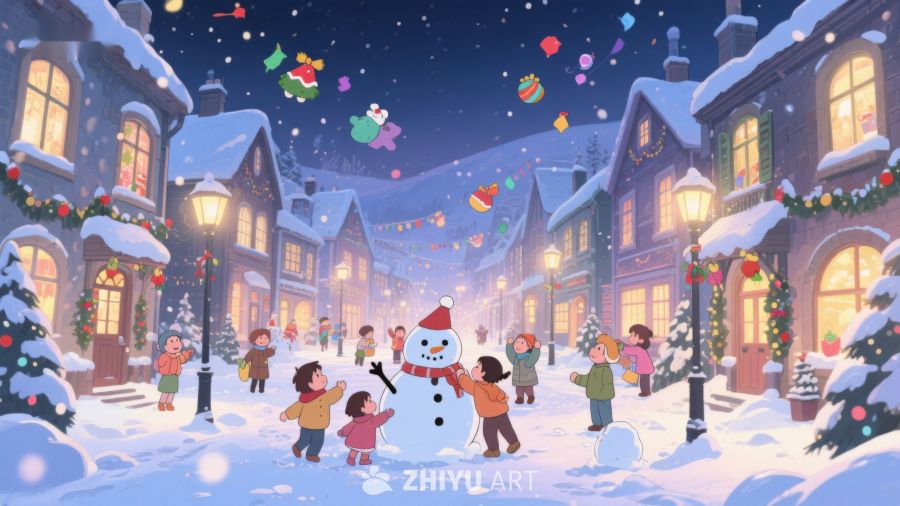冬夜雪景中的欢乐圣诞 113