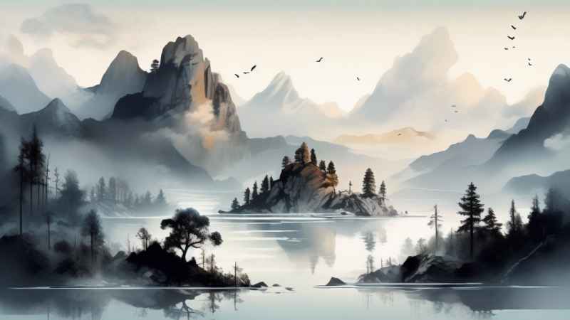 国潮山水插画风景图 47