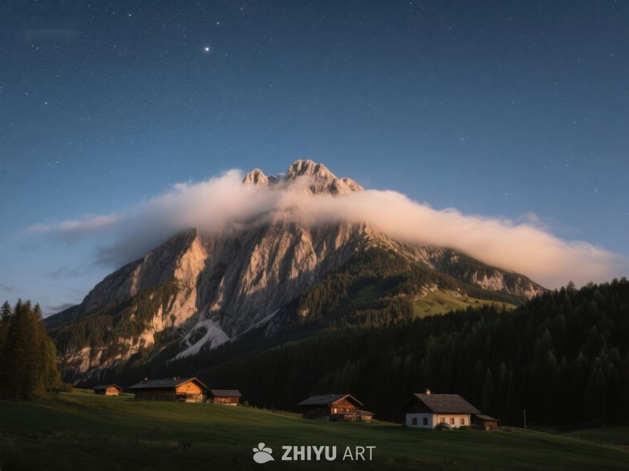 夜幕下的山峰与云海 510