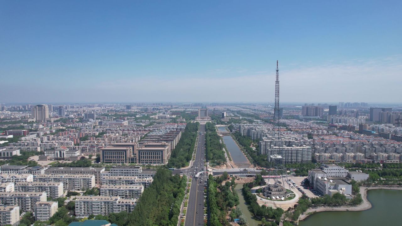 山东东营城市风光航拍 