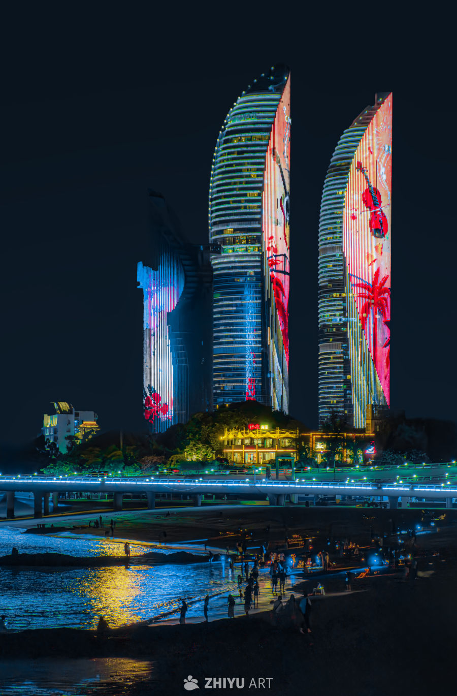 海滨夜景灯光秀