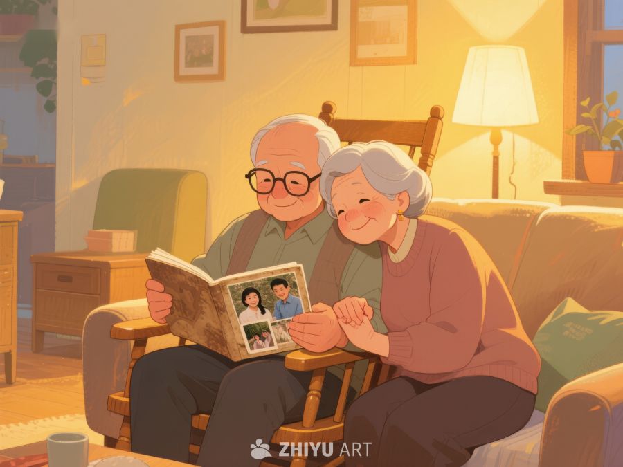 温馨时刻：老夫妇共赏旧照片 784