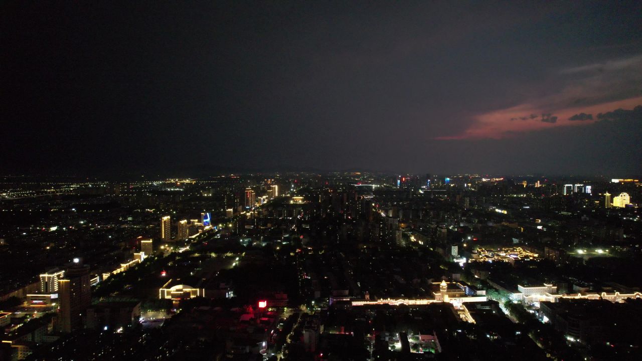 山东淄博城市风光航拍 
