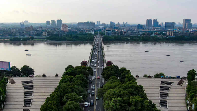 湖南湘潭城市风光航拍摄影图