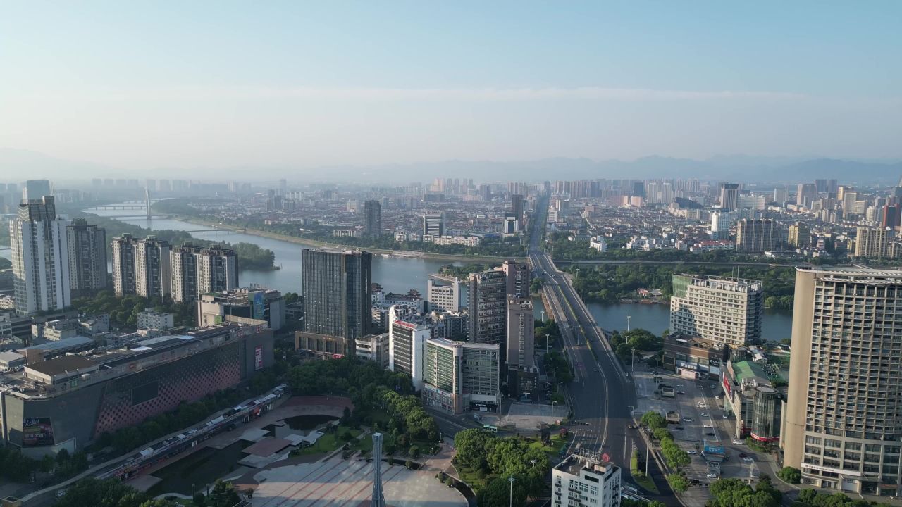 航拍浙江金华城市风光