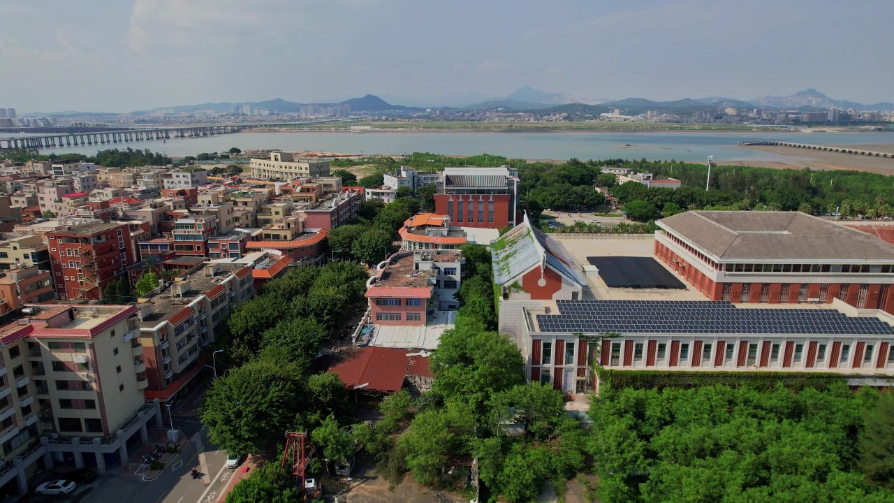 航拍厦门大嶝小镇免税公园