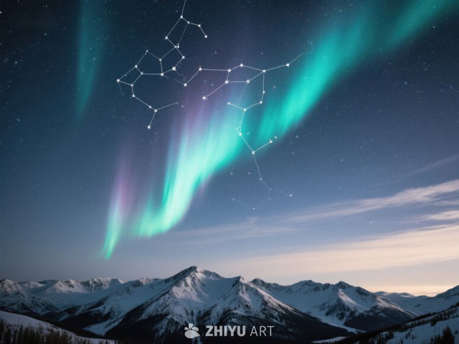 极光下的星座与雪山 42