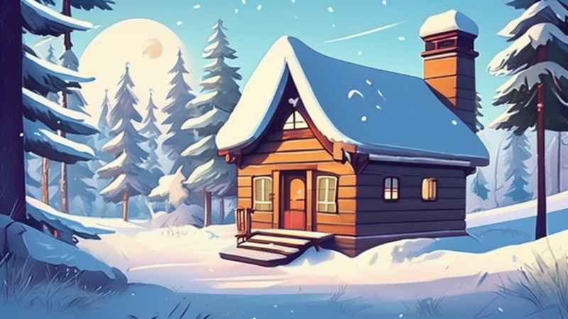 雪景唯美插画小屋 47
