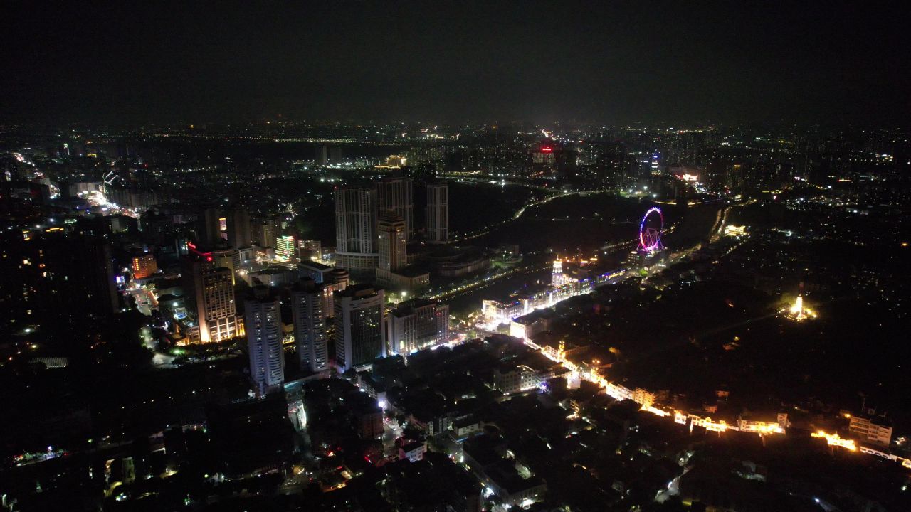 广东中山市城市夜景灯光