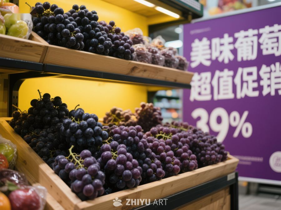 超市促销：美味葡萄39%折扣 86