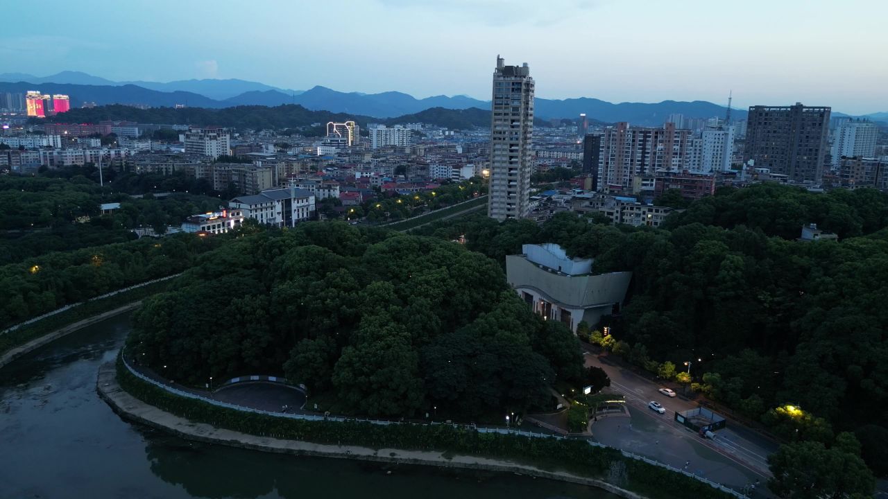 航拍江西萍乡夜幕萍乡夜景