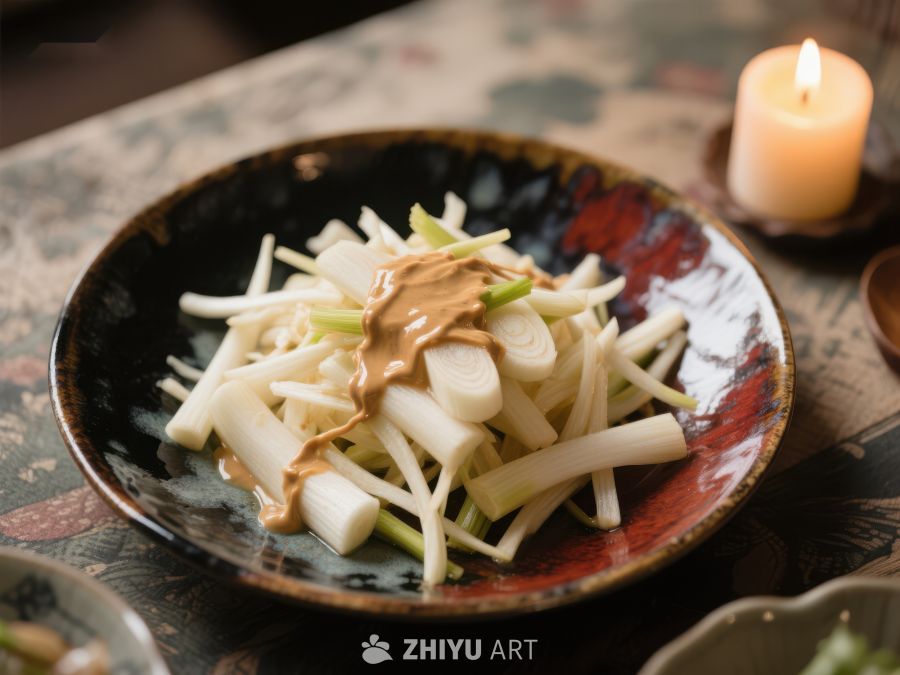 蒜苗拌酱，盘中美味 1435