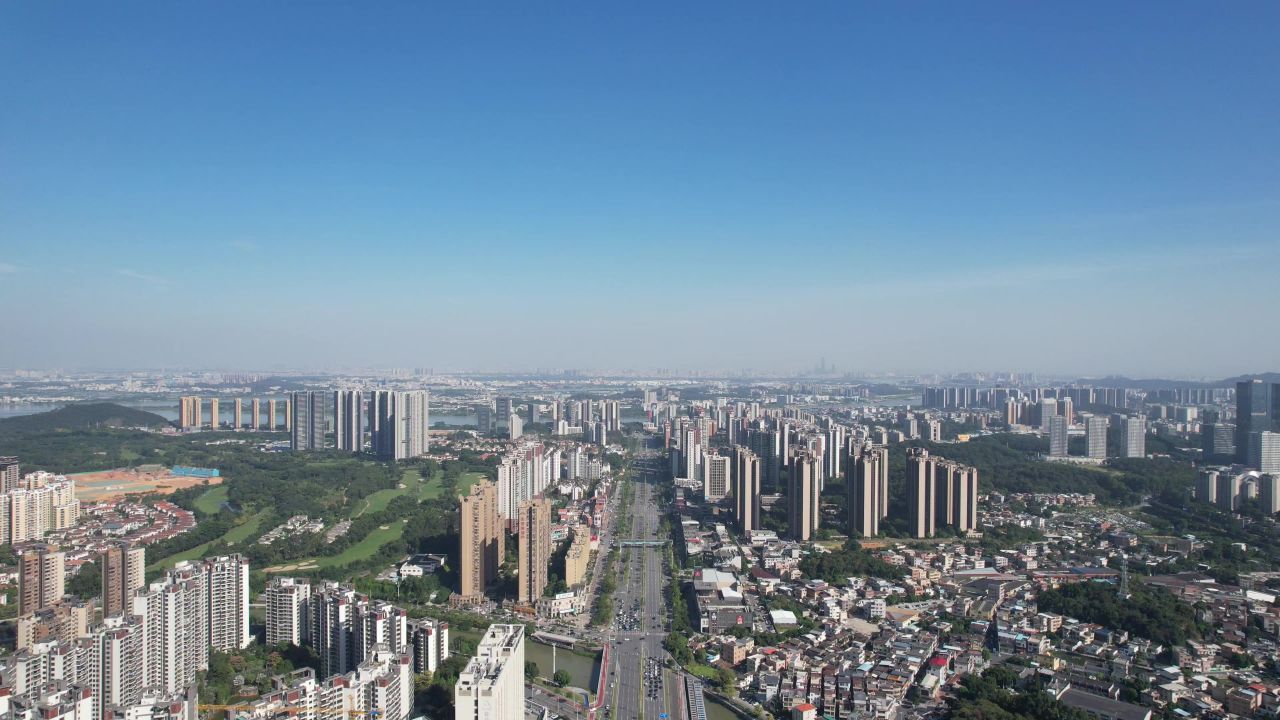 广东江门城市交通航拍