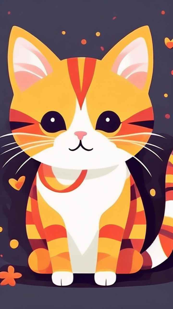 小花猫唯美插画 115