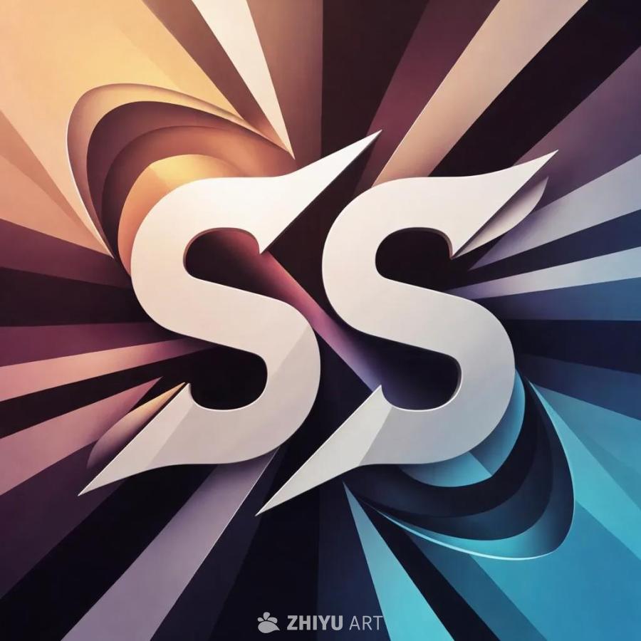 两个白色大写字母“SS”，字母设计具有锋利的边缘和
