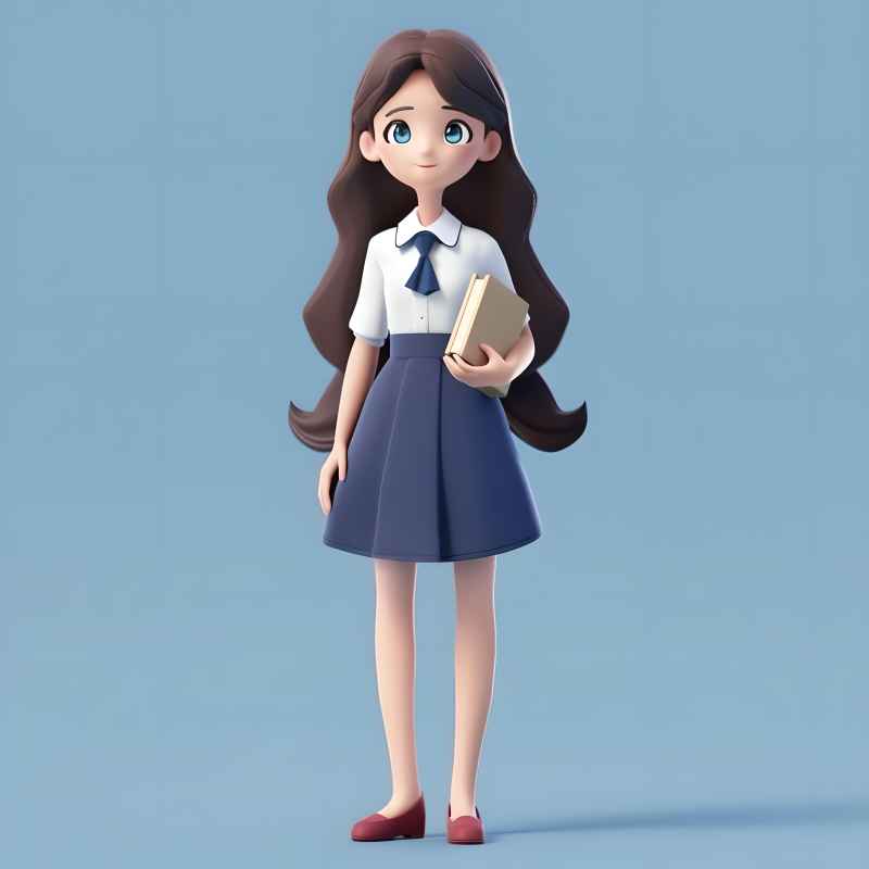女教师棕色的长发蓝色的眼睛手里拿着一本书 5